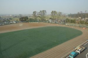The artificial pitch when the weather was sunny..